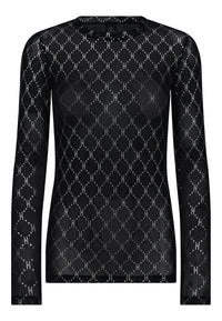 HTD Logo Mesh Bluse, Sort m. Sølv