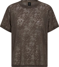 HTD Floral Mesh Tee, Brun