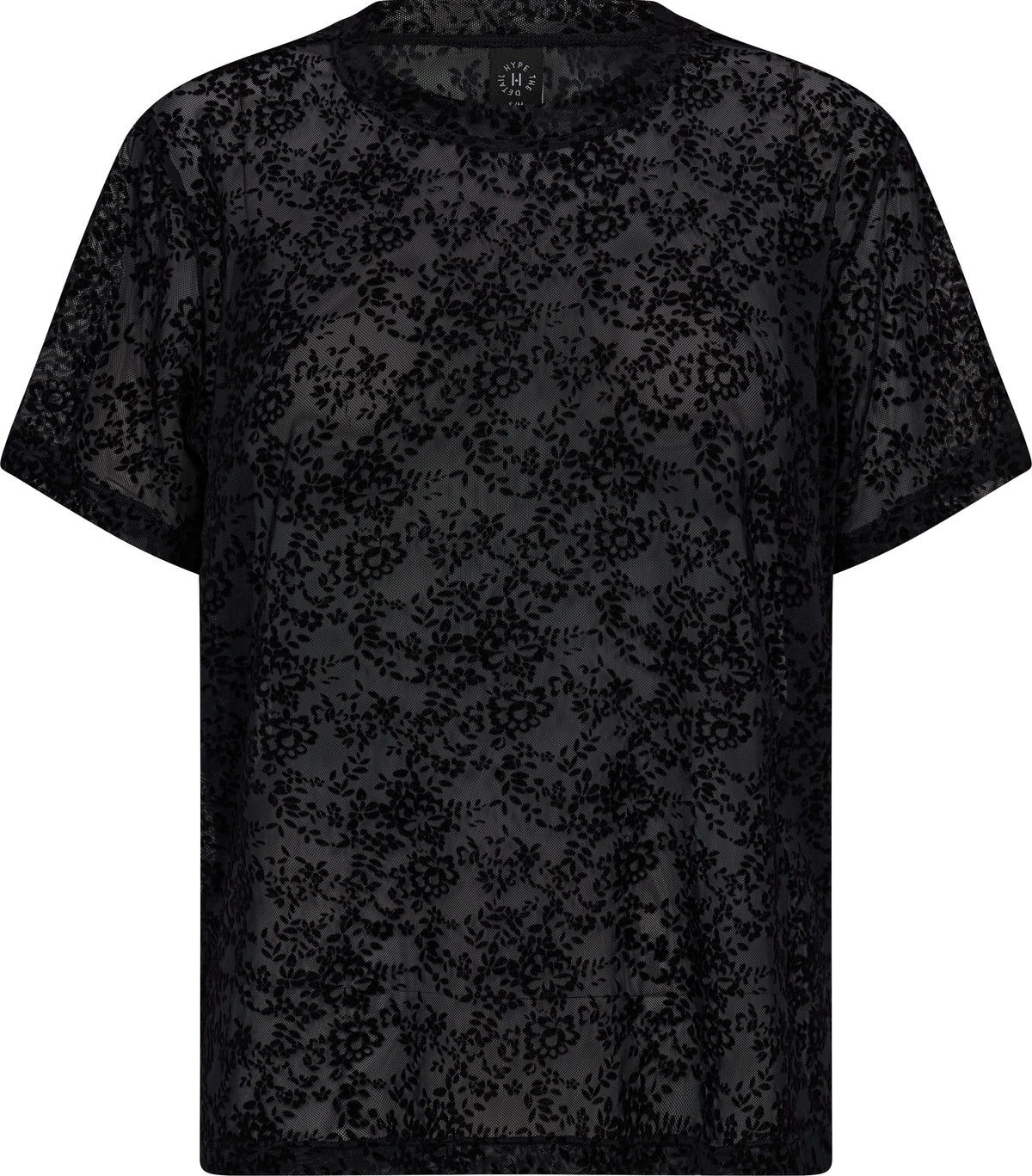 HTD Floral Mesh Tee, Sort