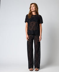HTD Floral Mesh Tee, Sort