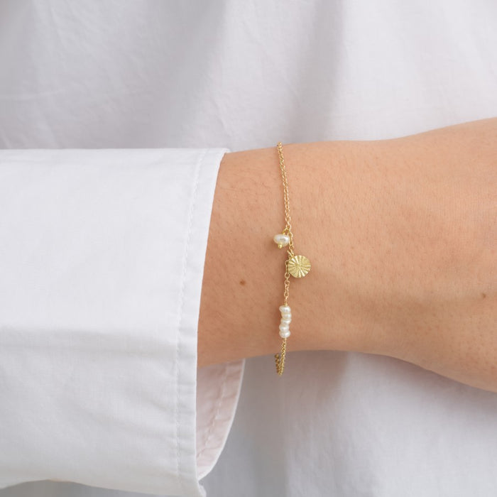 Armbånd m. natursten, Sølvbelagt
