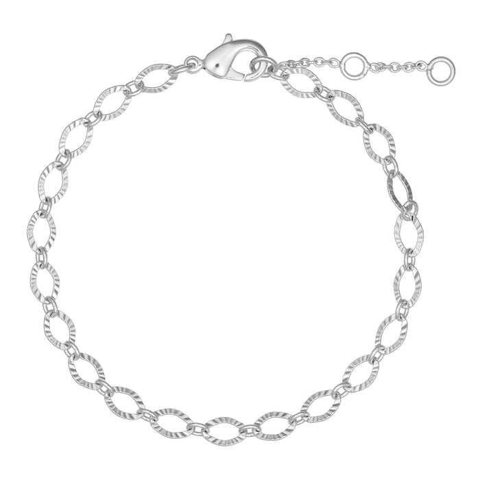 Oval Chain Armbånd, Sølvbelagt