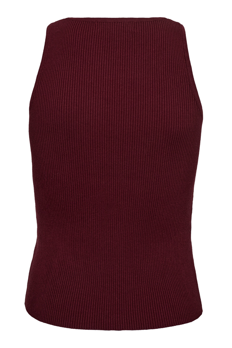 Rib Top Knit, Burgundy