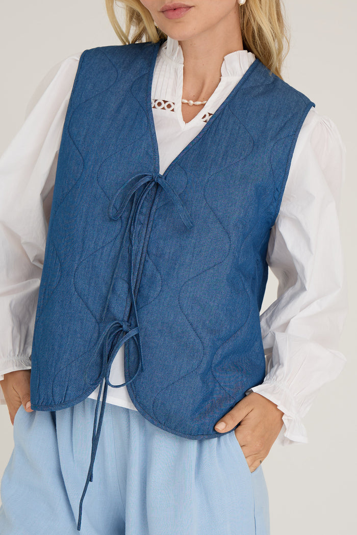 Kamma Quilt Vest, Denim Blå