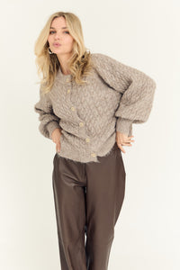 Kabba Strik Cardigan, Light Brown