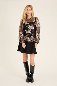 Estelle Bluse, Sort/Rose Gold