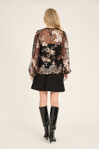Estelle Bluse, Sort/Rose Gold