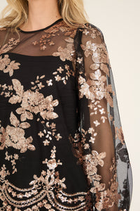 Estelle Bluse, Sort/Rose Gold