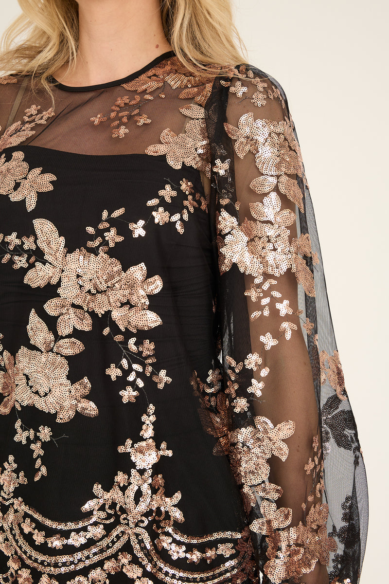 Estelle Bluse, Sort/Rose Gold