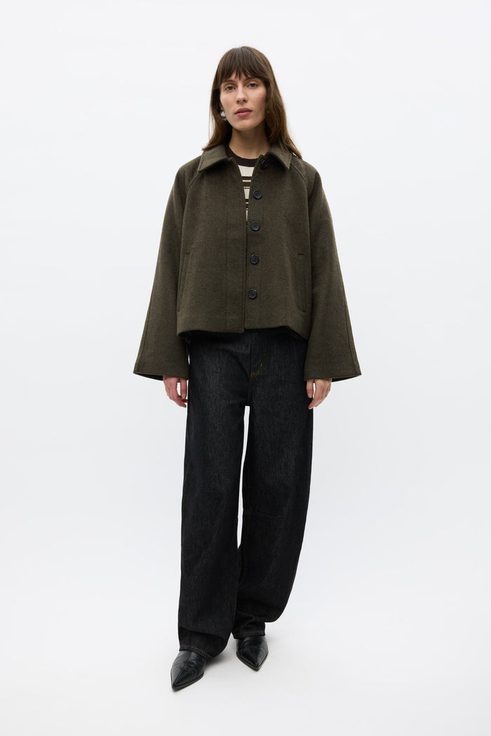 Seneca Uld Jakke, Dark Olive Melange