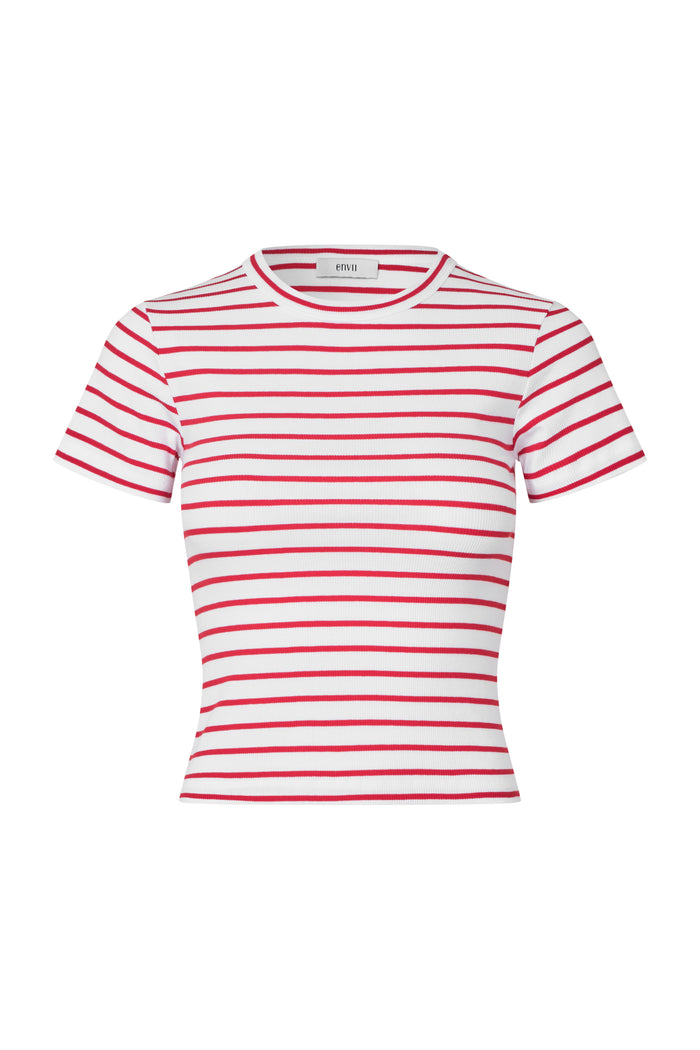 Ally Crop Tee, Salsa Stripe