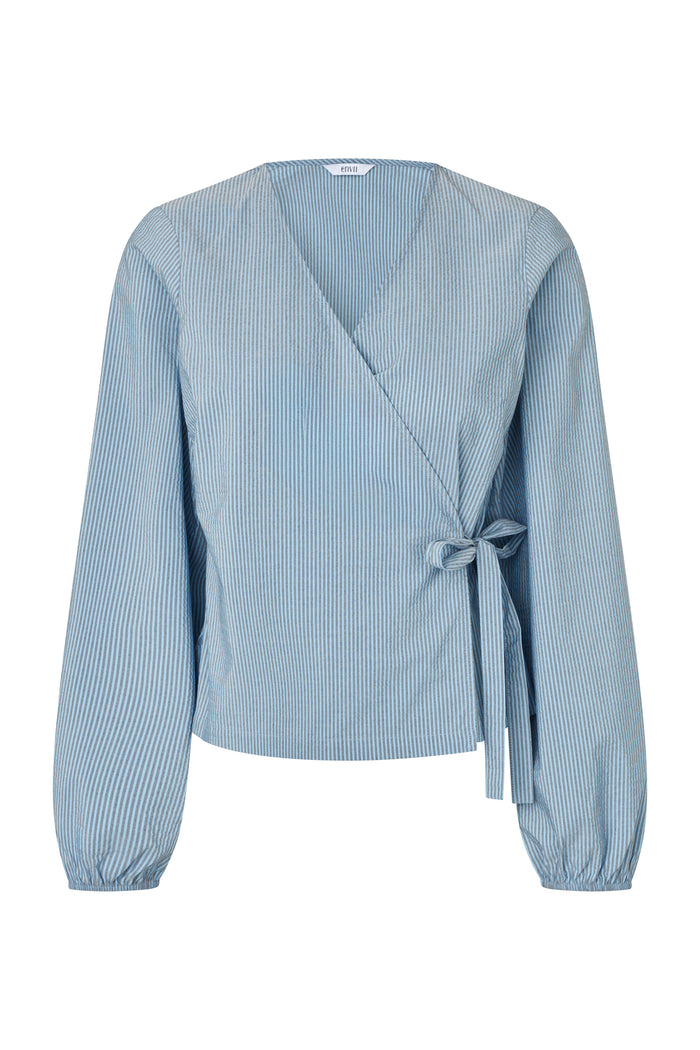 Lydia Top, Navy/Azure Stribet