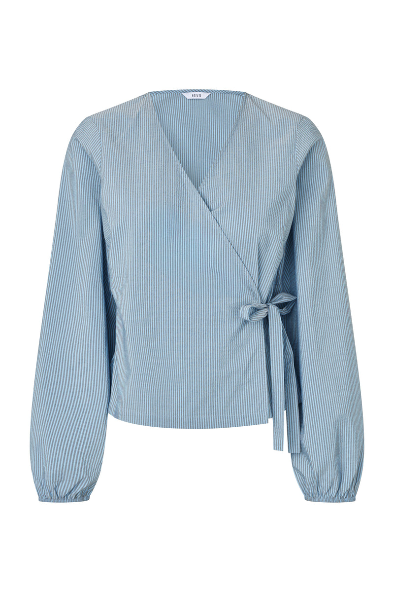 Lydia Top, Navy/Azure Stribet