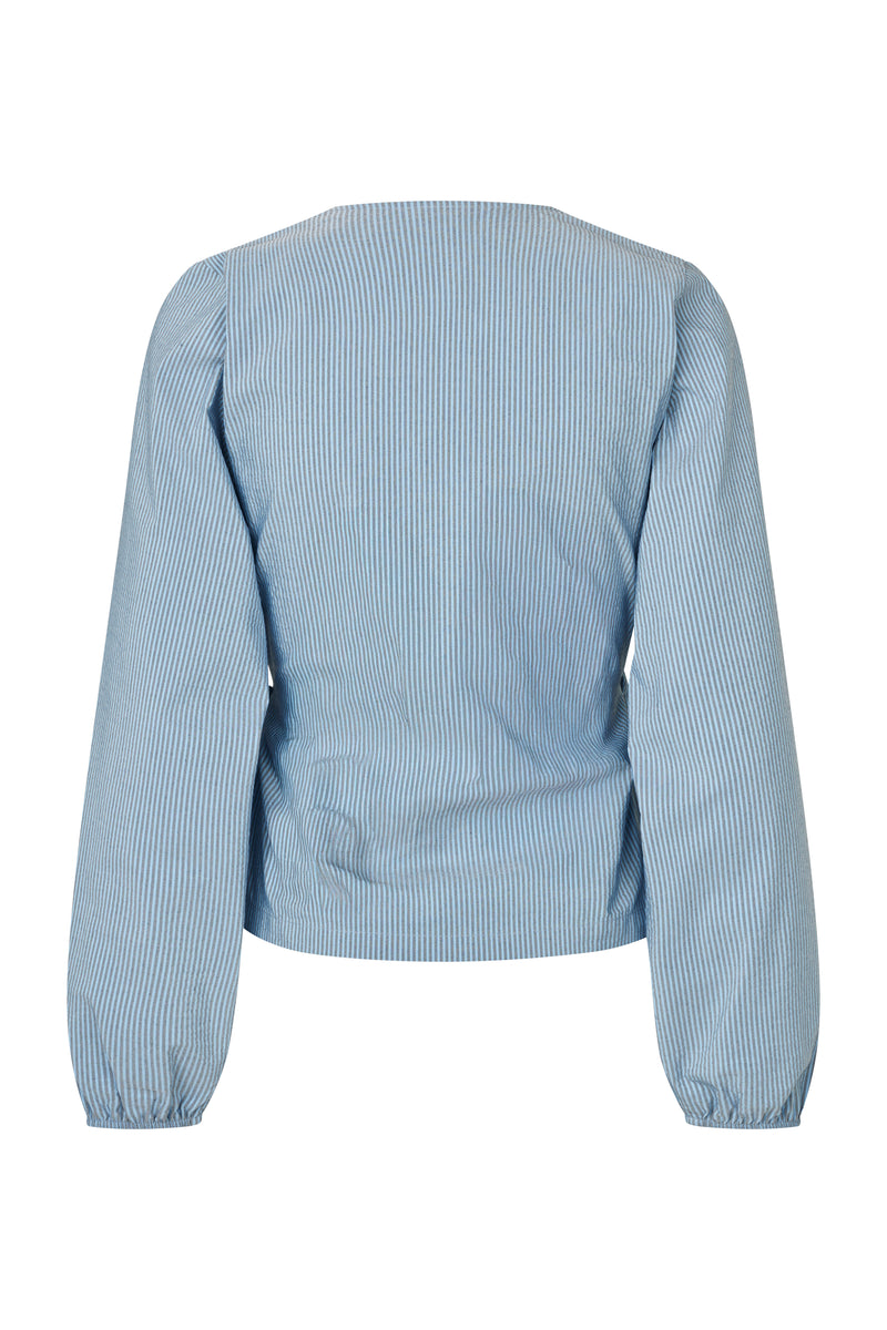 Lydia Top, Navy/Azure Stribet