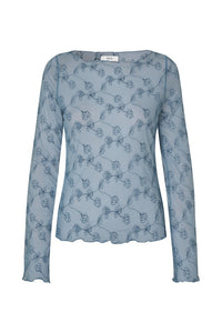 Nicola Mesh Bluse, Faded Denim