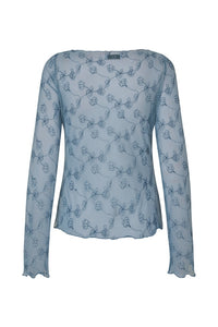 Nicola Mesh Bluse, Faded Denim