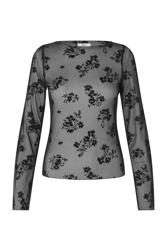 Nicola Mesh Bluse, Sort