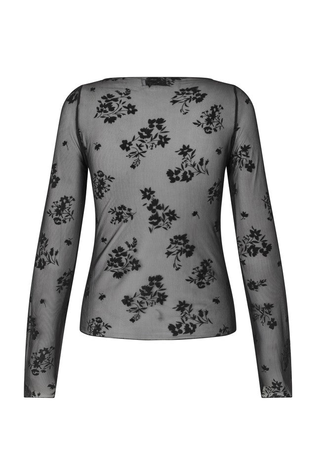 Nicola Mesh Bluse, Sort
