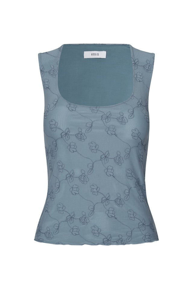 Wilma Top, Faded Denim