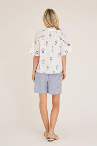 Agnelia Bluse, White/Blue