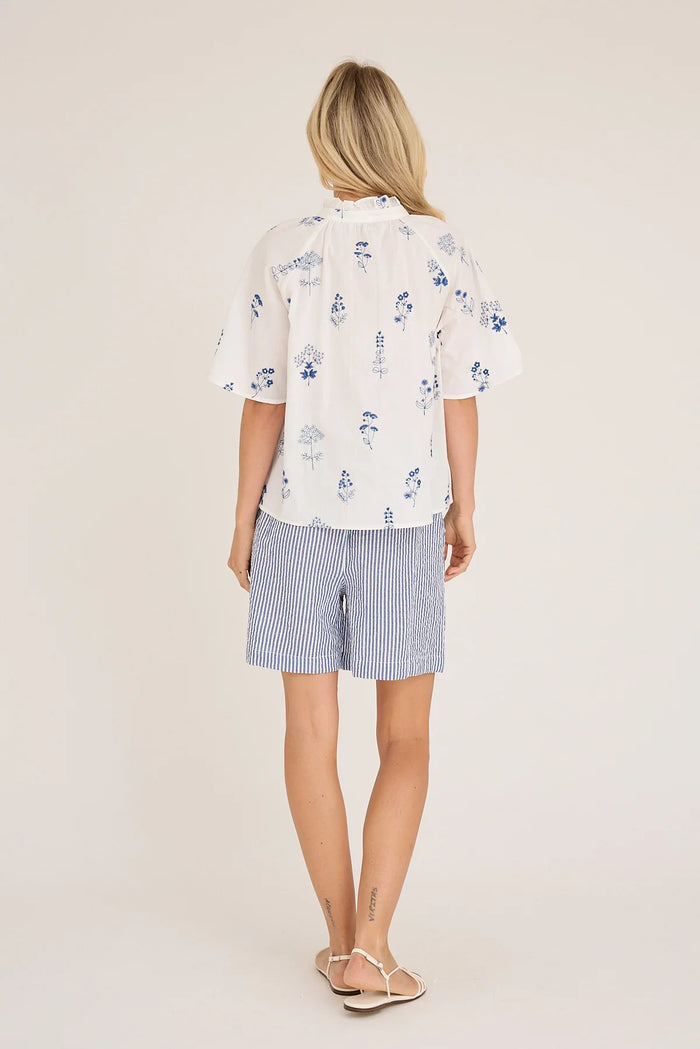 Agnelia Bluse, White/Blue