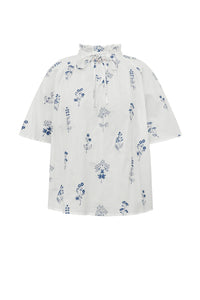 Agnelia Bluse, White/Blue
