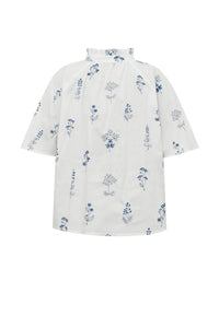 Agnelia Bluse, White/Blue
