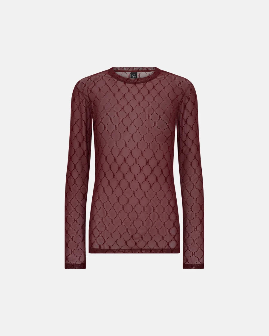 HTD Logo Mesh Bluse, Rød