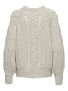 CHUNKY L/S CABLE O-NECK STRIK - PUMICE STONE