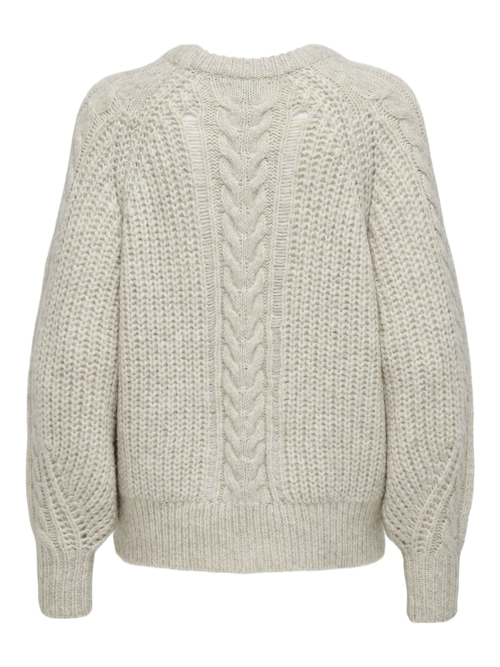 CHUNKY L/S CABLE O-NECK STRIK - PUMICE STONE