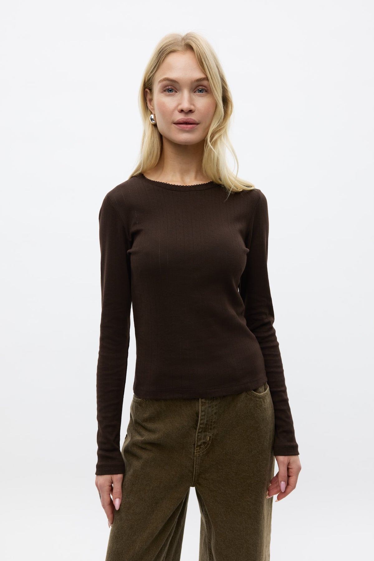 Volvi Langærmet, Brun m. Broderi