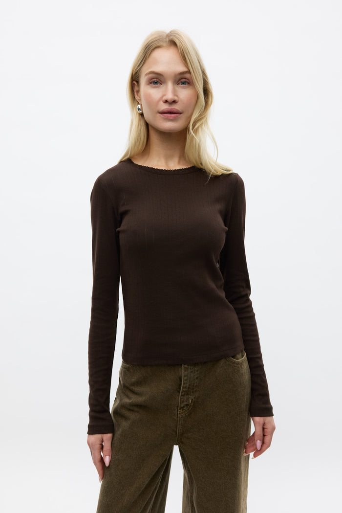 Volvi Langærmet, Brun m. Broderi