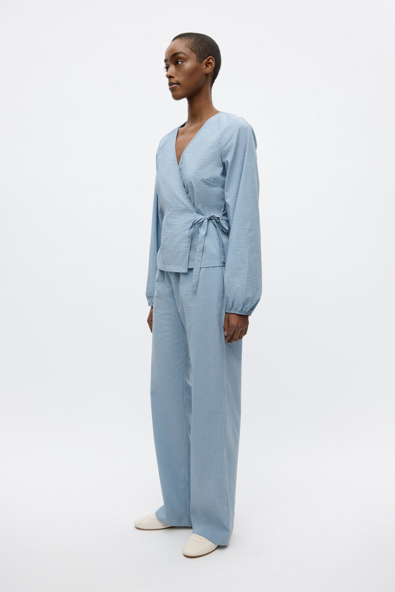 Lydia Top, Navy/Azure Stribet