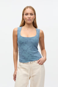 Wilma Top, Faded Denim