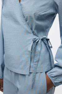 Lydia Top, Navy/Azure Stribet