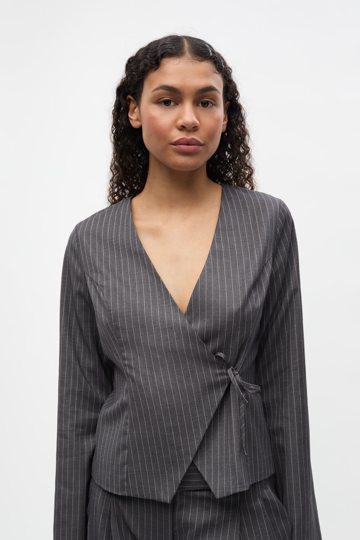 Croydon Bluse, Grey/White