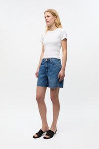Biloba Denim Shorts, Worn Dark Blue