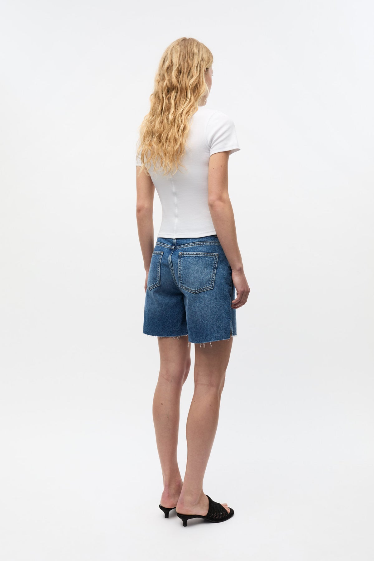 Biloba Denim Shorts, Worn Dark Blue