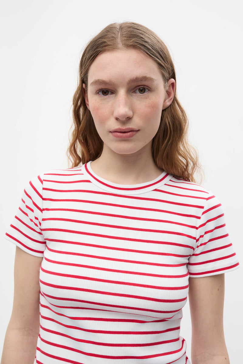 Ally Crop Tee, Salsa Stripe