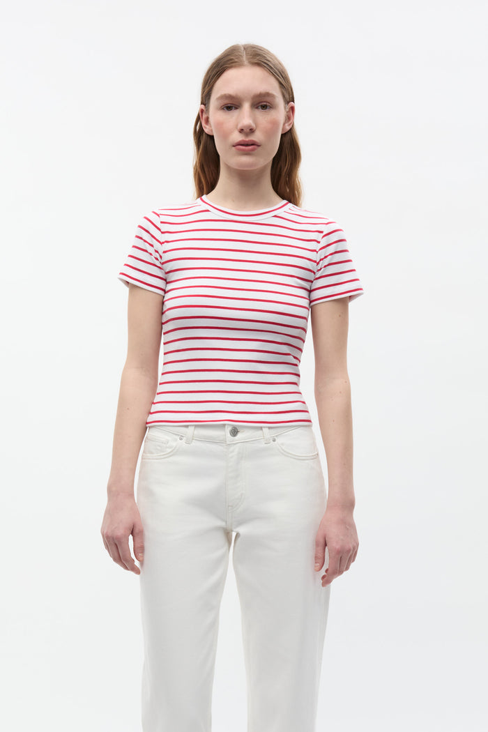 Ally Crop Tee, Salsa Stripe